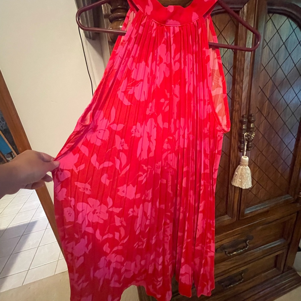 Pink and Orange floral XL summer pleated dress